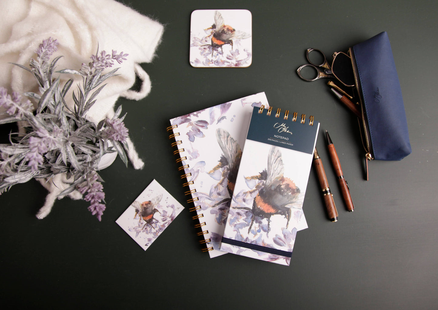 'The Orchard' Bee on Heather Watercolour Design Notepad