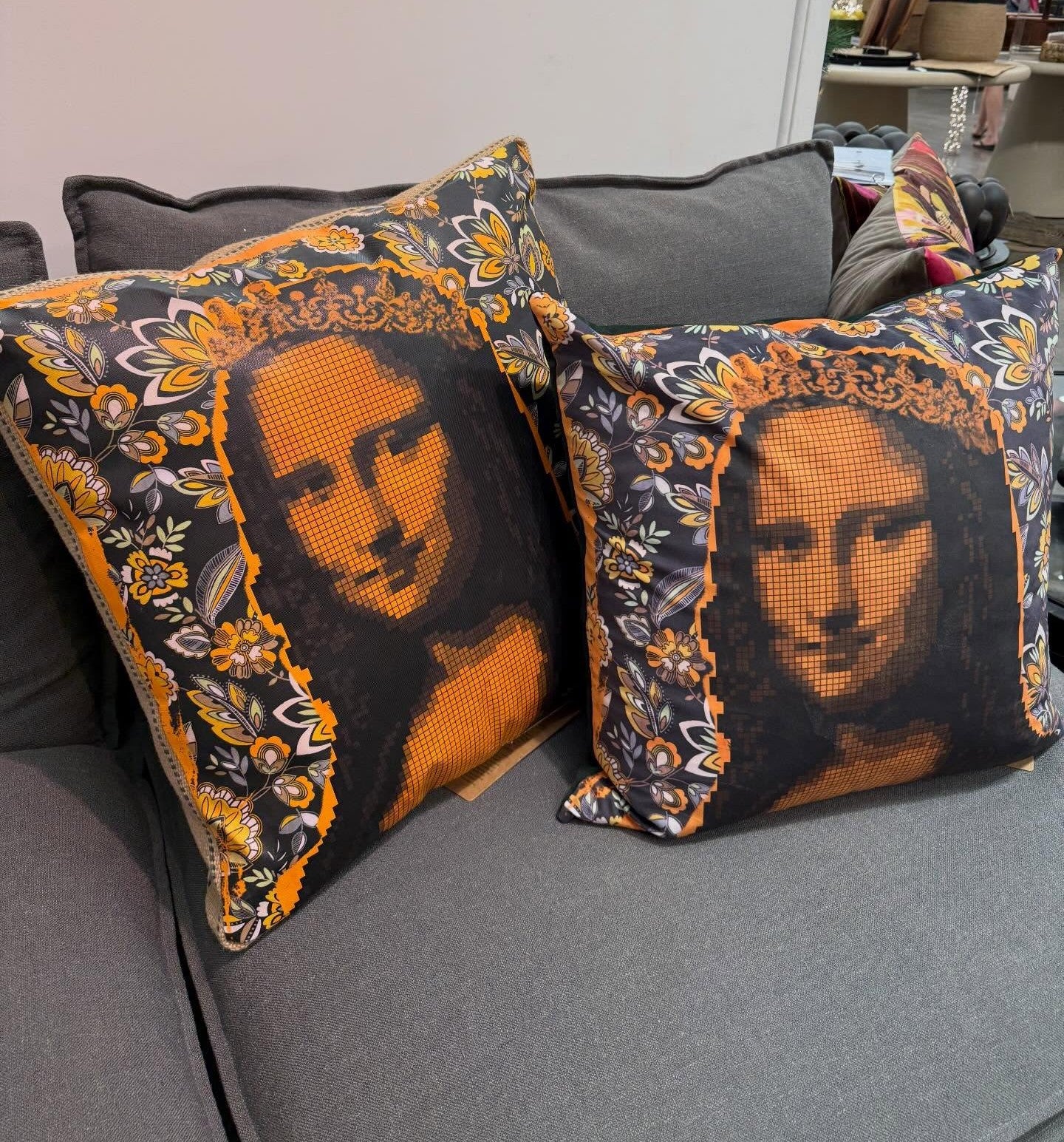 Art Cushion - Burlap Mona Lisa