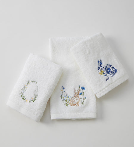 Embroidered Hand Towel Blue Rabbit