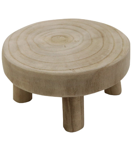 Wood Round Mini Pedestal - Natural