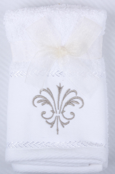 Fleur De Lis Embroidered Face Cloth (Set of two)