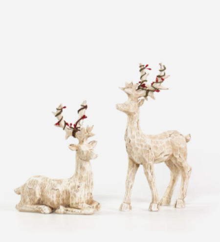 Scandi Deer with Red Beads Lying