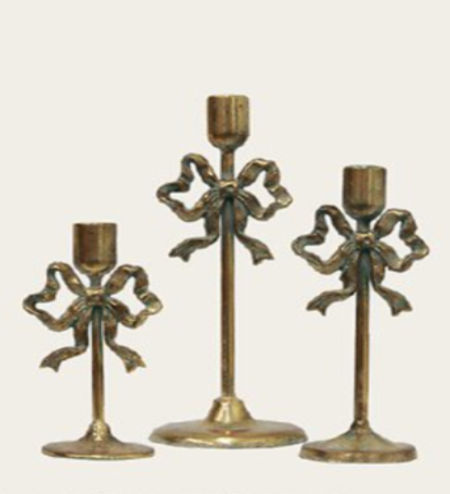 Gold Bow Candle Holder Large