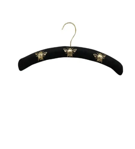 Velvet Bee Coat Hangers Set of Two - Black and Gold