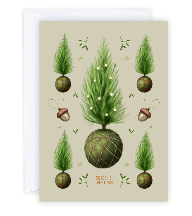 Merry Kokedama Greeting Card