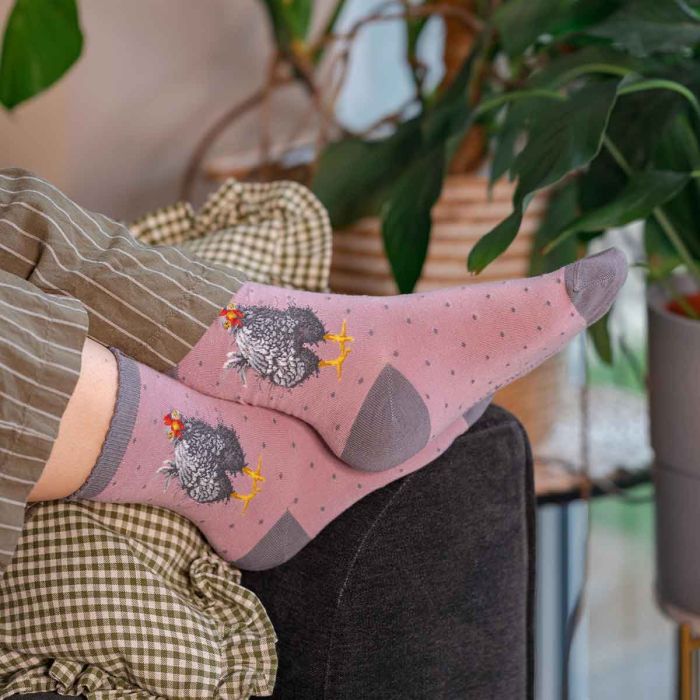 Wrendale Womans Socks - Curious Hen