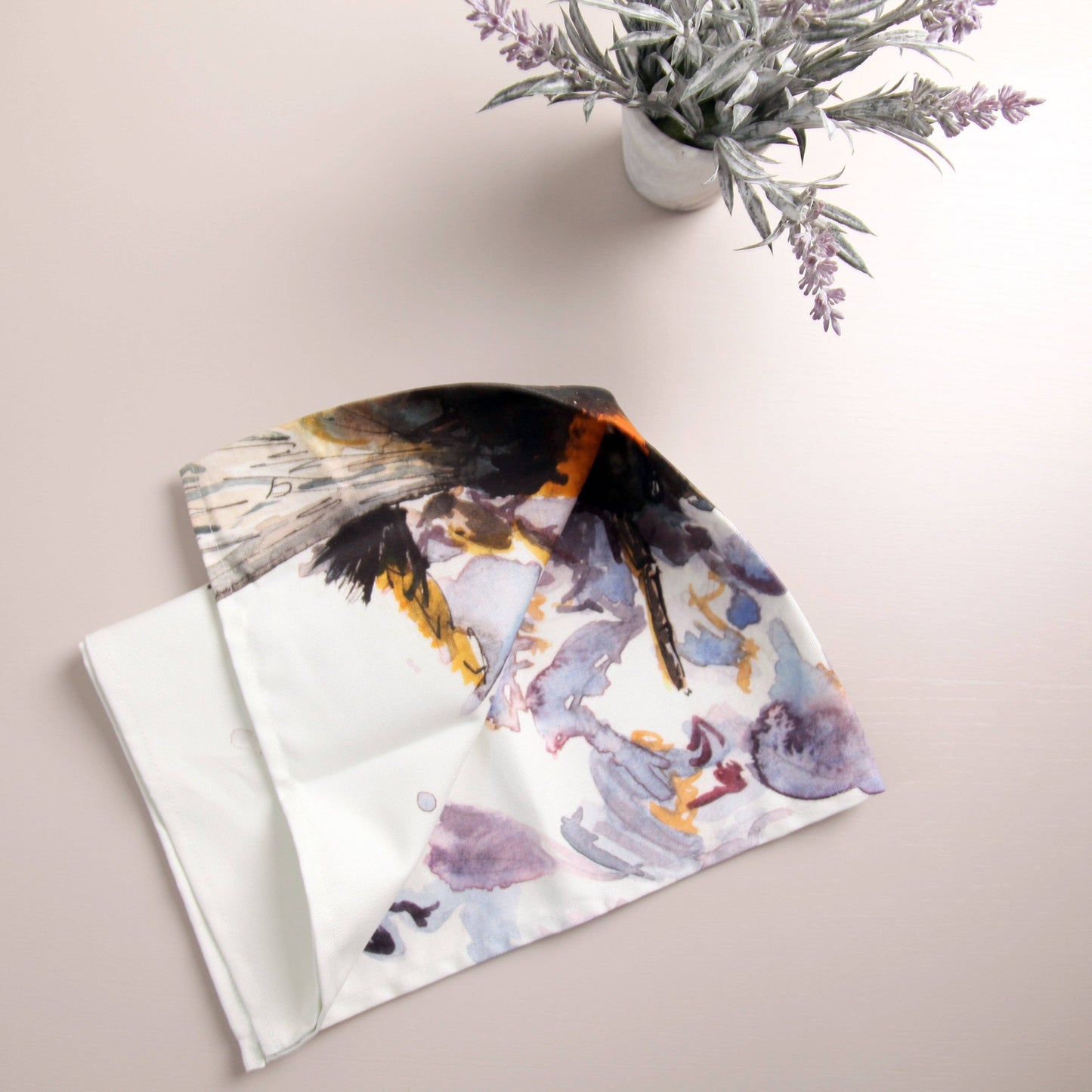 Bee on Heather Design Cotton Teatowel