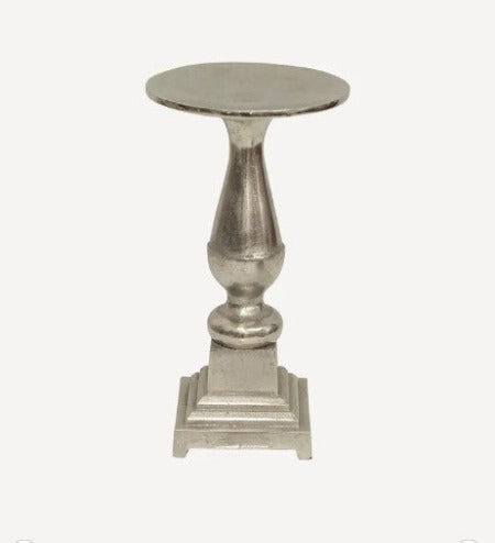 Brushed Silver Candle Holder - Tall