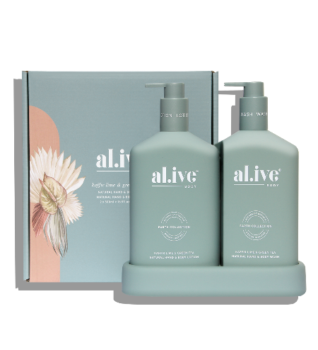 al.ive Wash and Lotion Duo + Tray - Kaffir Lime & Green Tea