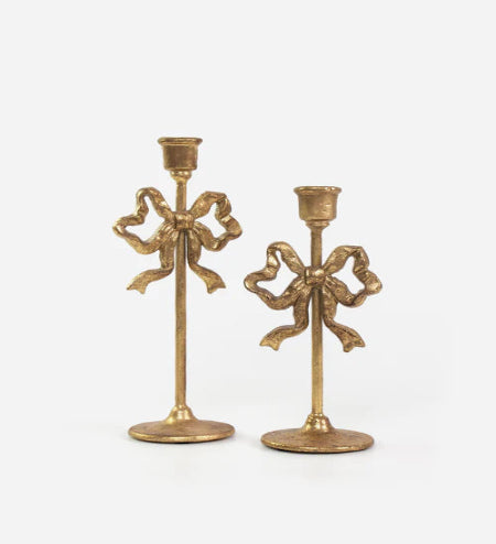 Gold Bow Candle Holder Medium