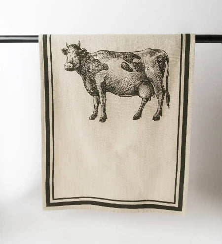 French Grainsack Tea Towel Cow
