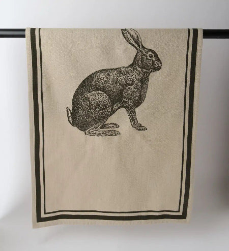 French Grainsack Tea Towel Rabbit
