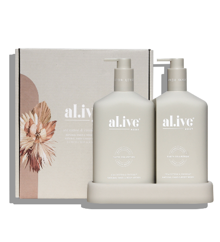 al.ive Wash and Lotion Duo + Tray - Sea Cotton & Coconut Wash