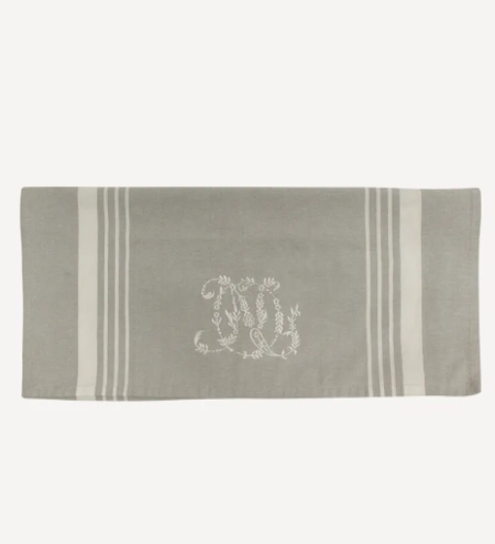 Monogram Tea Towel Natural with Grey Stripe