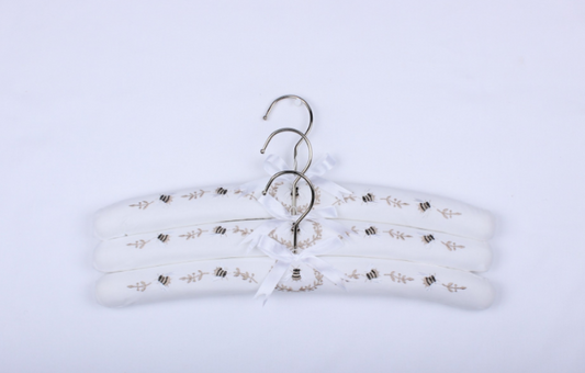 Bee Embroidered Coat Hangers | Set of Three