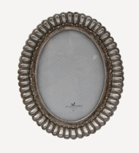 Fanned Oval Photo Frame Pewter Finish 5x7