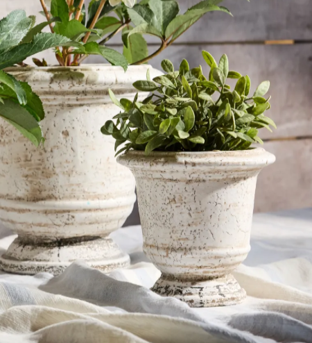 Urn Planter Rustic White Small