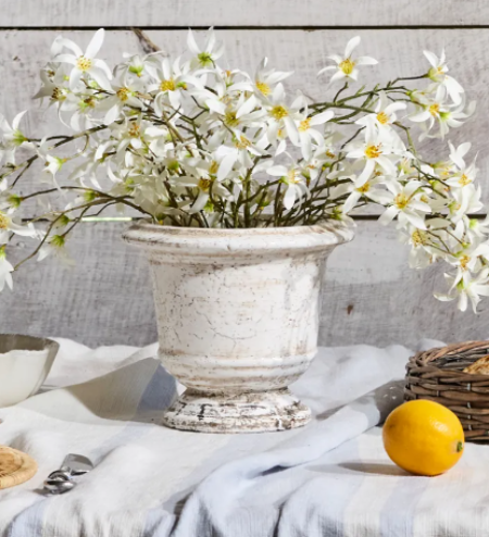 Urn Planter Rustic White Medium