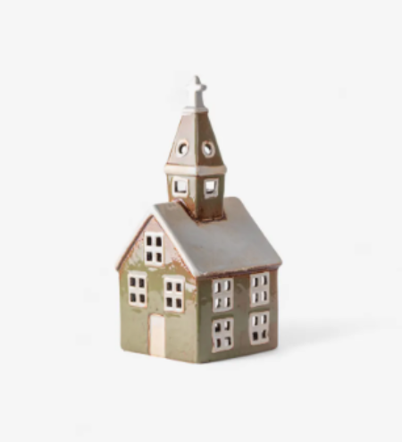 Alsace Tea Light Church Olive Green