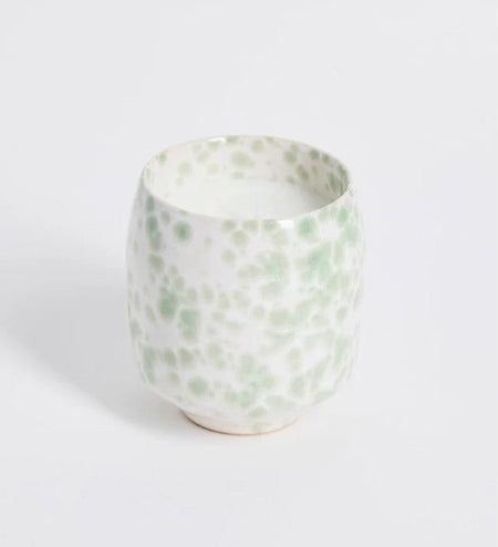 Ivory Green Splashed Glazed Ceramic Soy Wax Candle