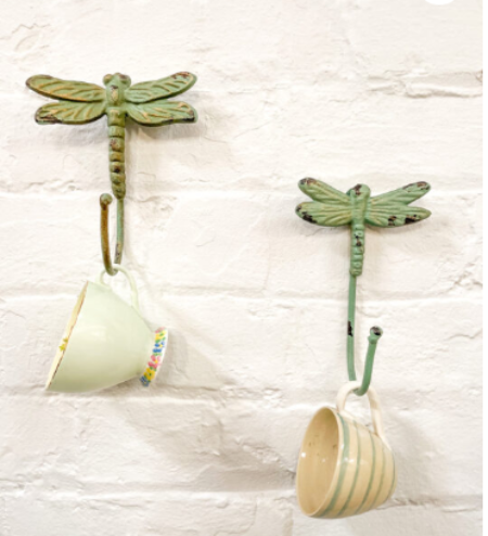 Set of 2 Metal Dragonfly Hooks