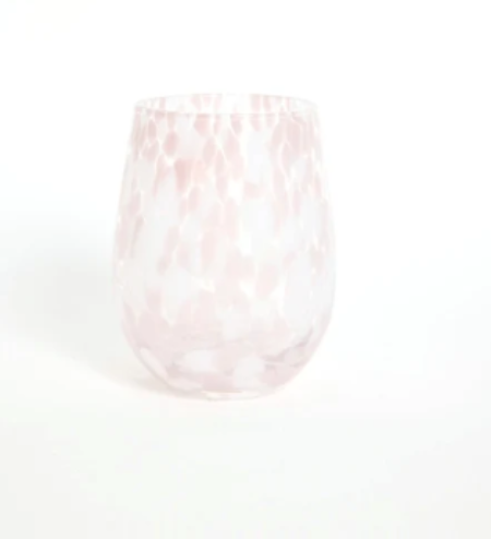Stemless Pink Splatter Wine Glass