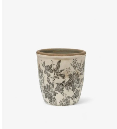 Black Floral Pot Small
