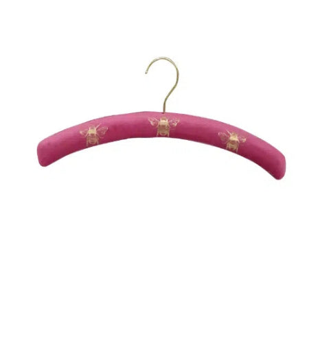 Velvet Bee Coat Hangers Set of Two - Pink and Gold