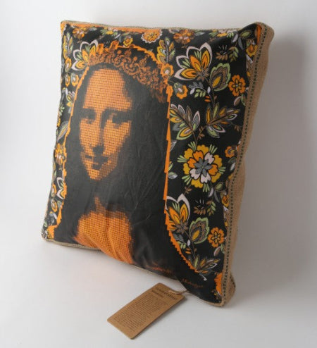 Art Cushion - Burlap Mona Lisa