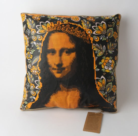 Art Cushion - Burlap Mona Lisa