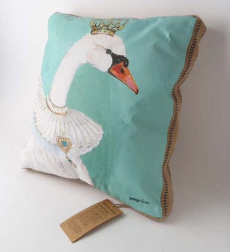 Art Cushion - Burlap Swan