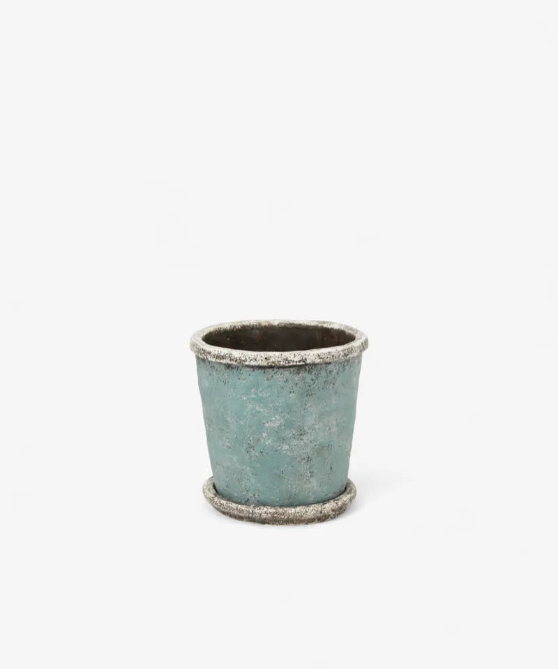 Sea Blue Pot and Saucer Small