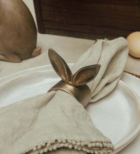 Rabbit Ears Napkin Rings Antique Brass