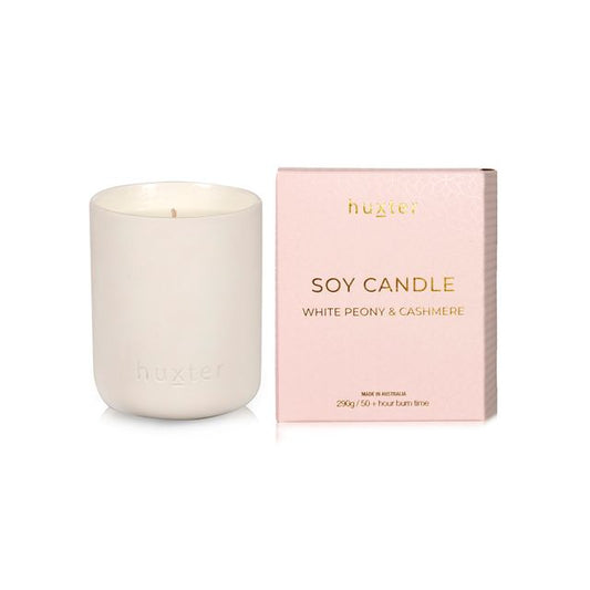 Huxter Candle Boxed - 290gm - Pink - White Peony & Cashmere