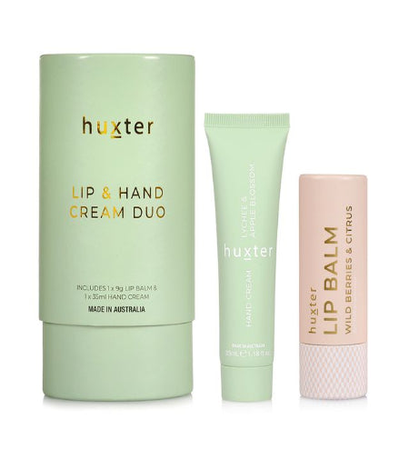 Huxter Lip & Hand Cream Duo - Green - Lychee & Apple Blossom